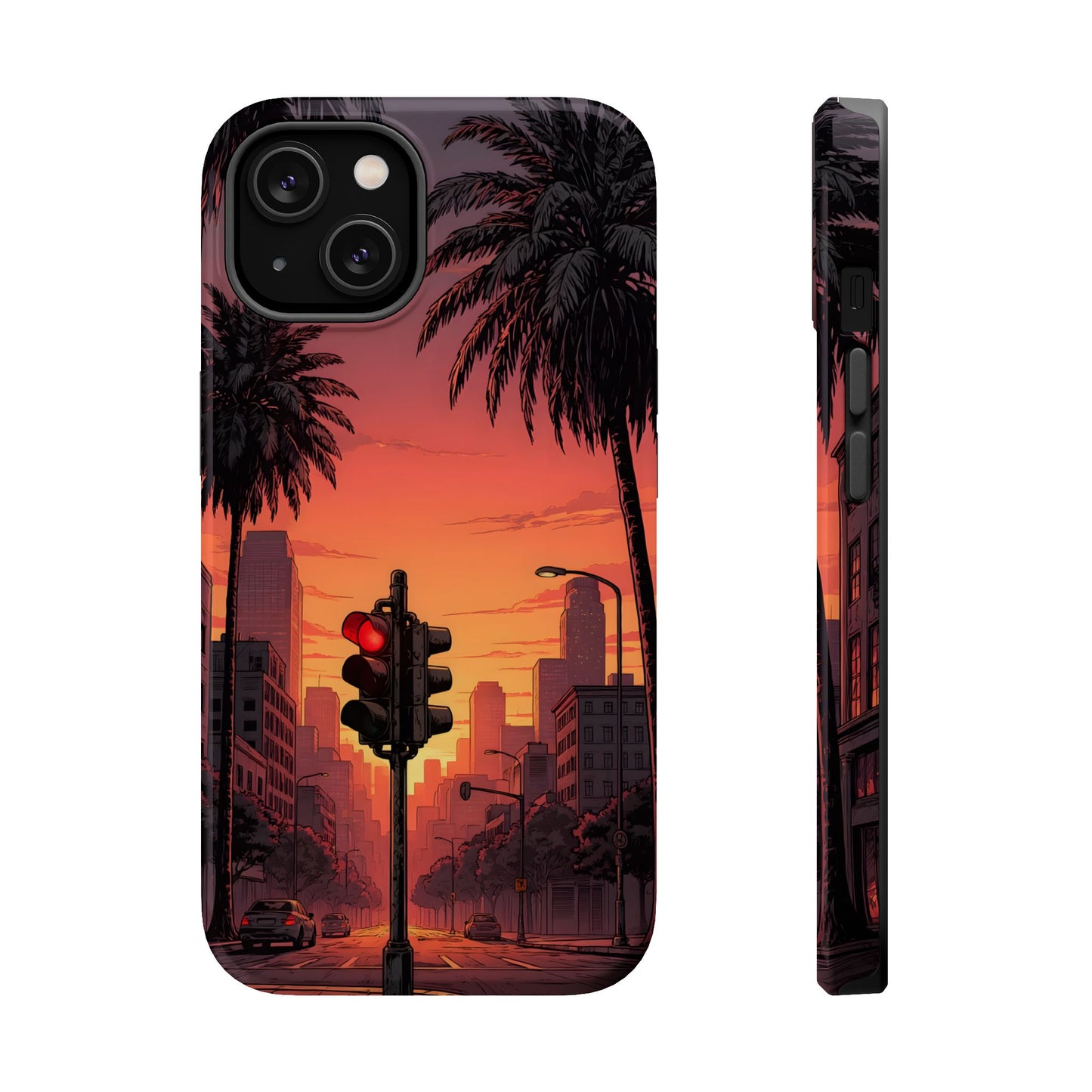Lofi City Sunset: Aesthetic Urban Palm Tree MagSafe Case