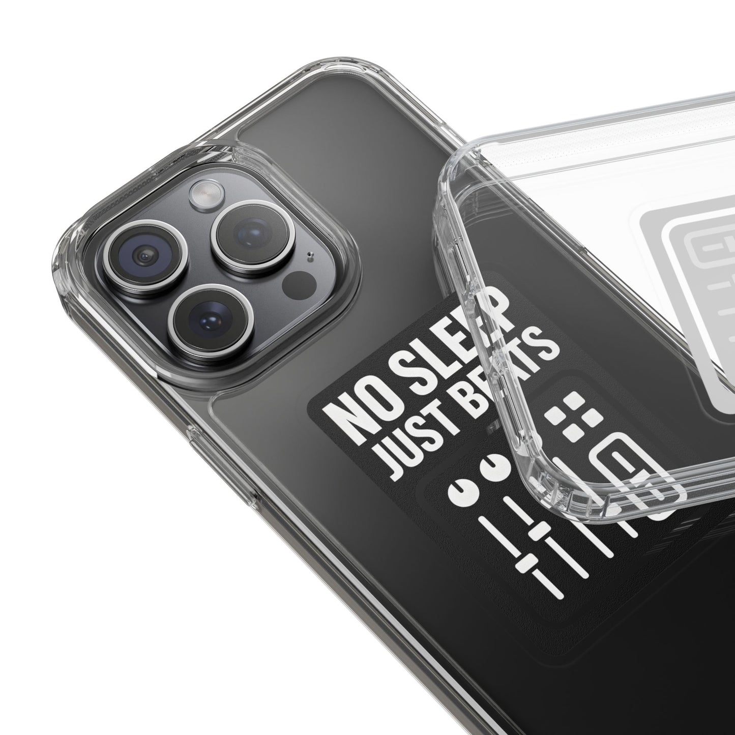 Clear "No Sleep Just Beats" Case - Minimalist DJ & Producer Transparent Cover