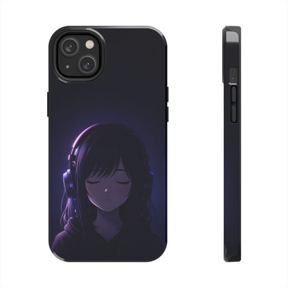 Midnight Lofi Anime Girl Tough Case - Deep Purple Music Cover for iPhone & Samsung