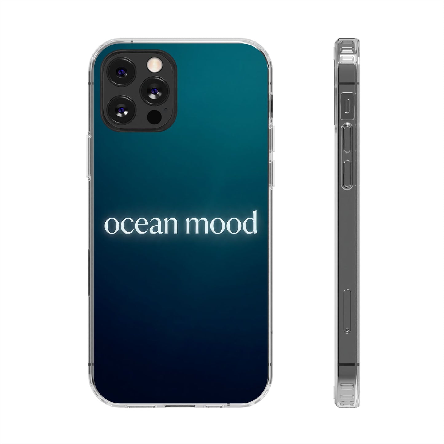 Dark Ocean Mood Clear Case - MagSafe Compatible Teal Gradient Cover