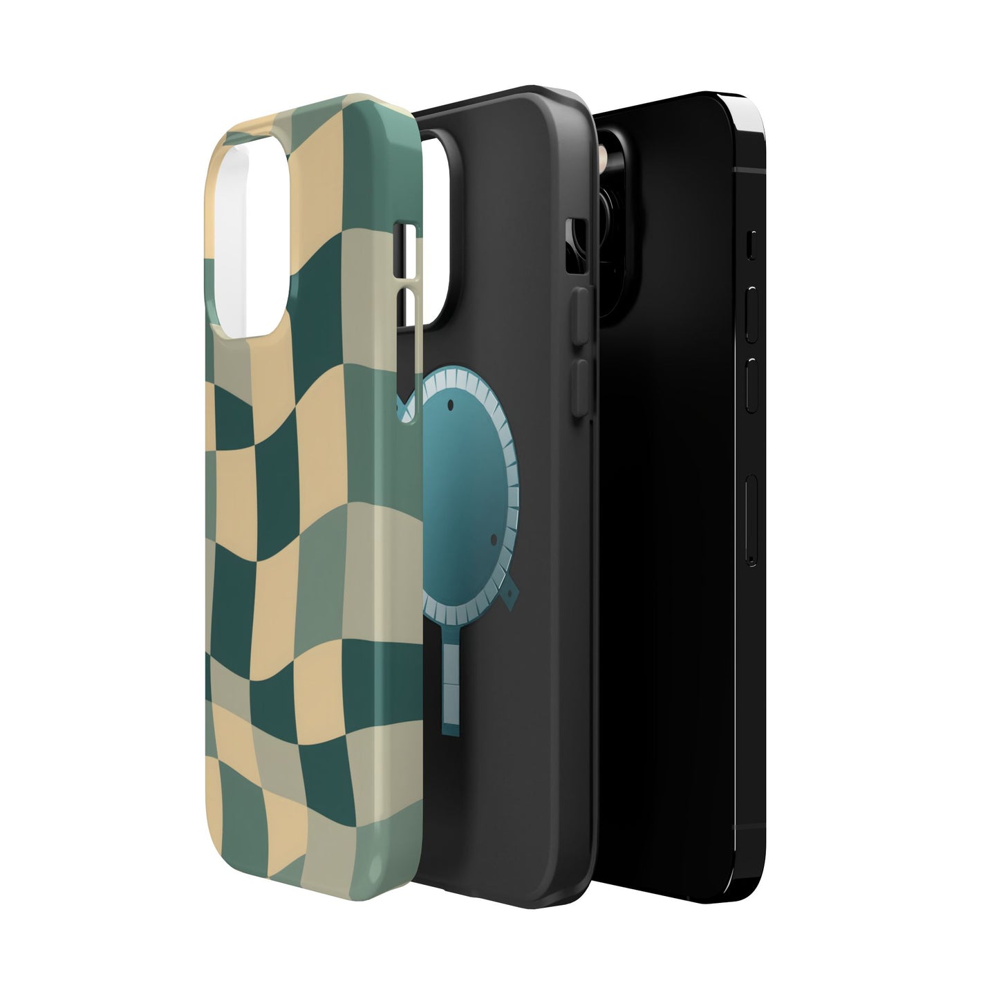 Forest Green Wavy Checkerboard Magnetic Case