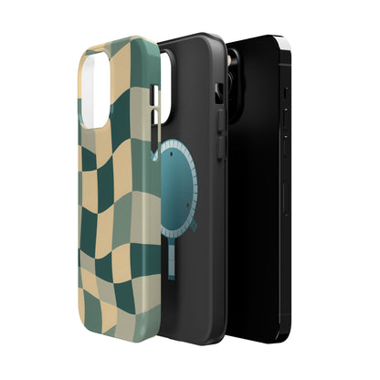 Forest Green Wavy Checkerboard Magnetic Case