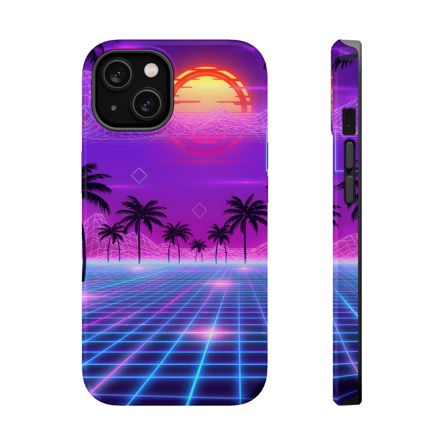 Neon Horizon: Premium Synthwave Sunset MagSafe Case