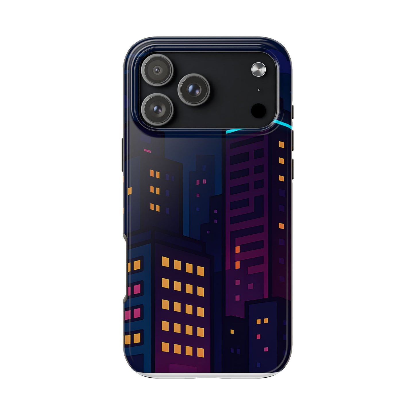 Neon City Skyline Tough Phone Case – Night Aesthetic Protective Cover for iPhone & Samsung