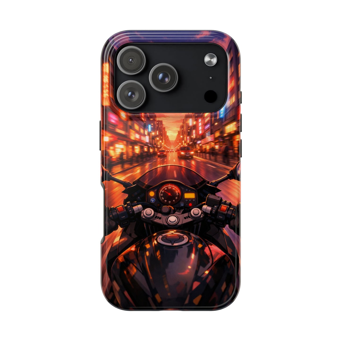 Motorcycle City POV Tough Case - Urban Sunset Rider Cover for iPhone & Samsung
