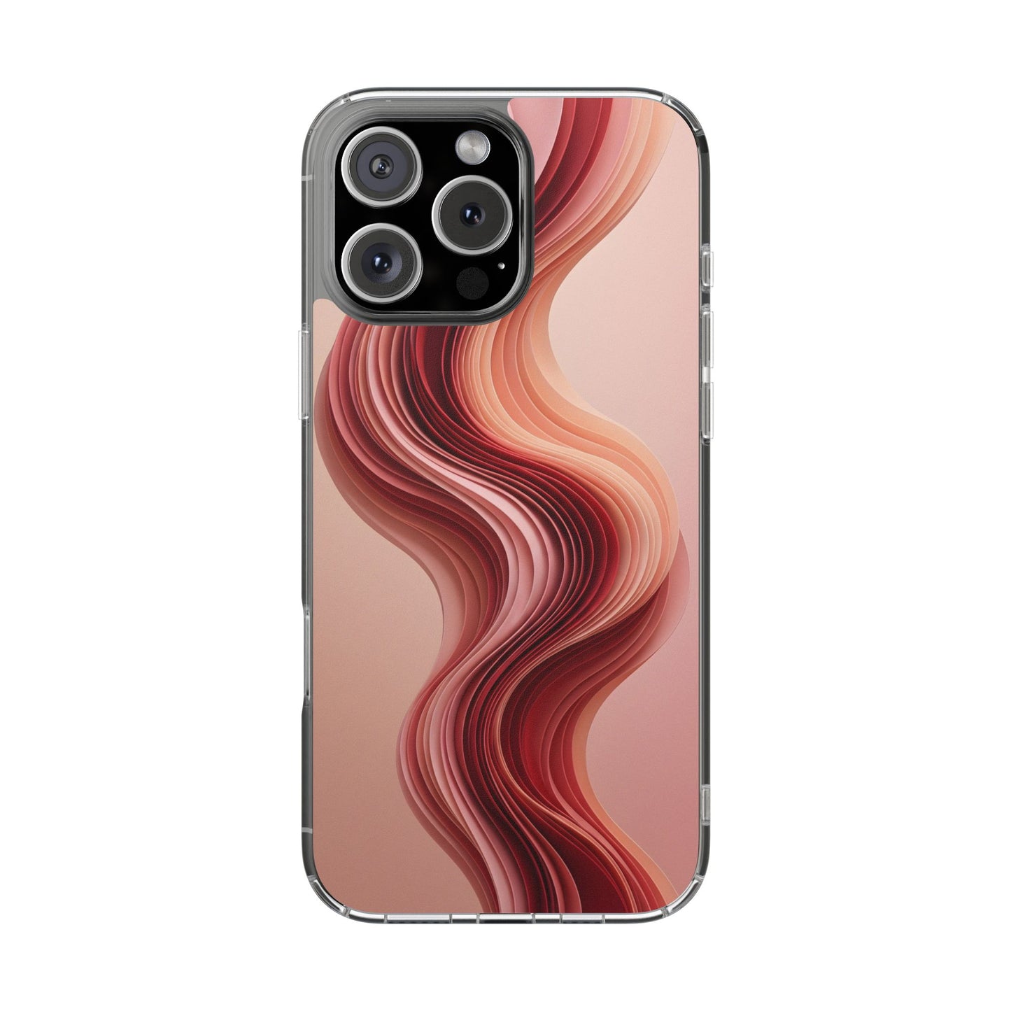 Terracotta Fluid Wave Clear Case - MagSafe Compatible Abstract Cover