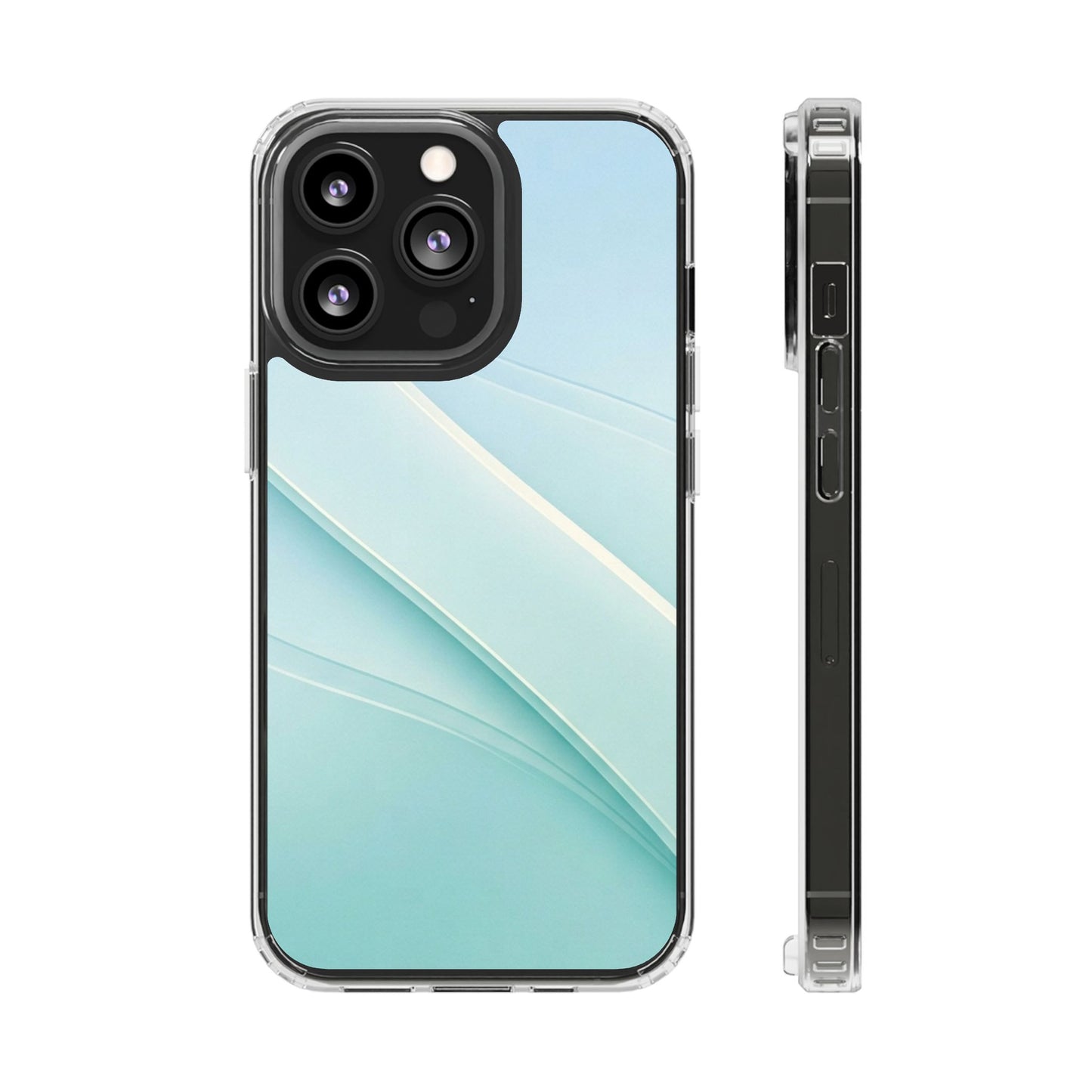 Ethereal Aqua Waves Clear Case - MagSafe Compatible Minimalist Cover