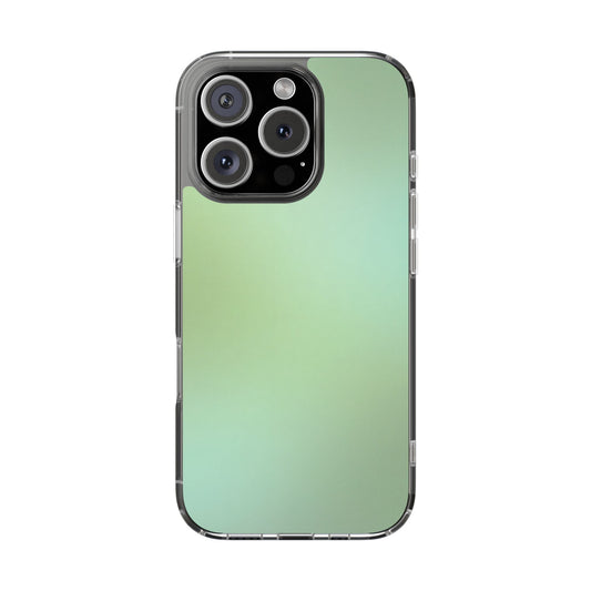 Soft Sage Aura Clear Case - MagSafe Compatible Mint Gradient Cover