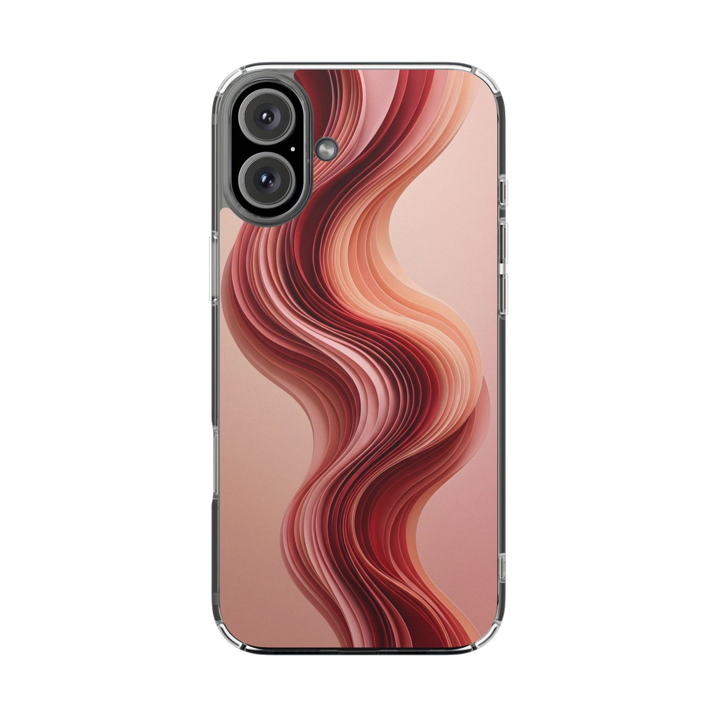 Terracotta Fluid Wave Clear Case - MagSafe Compatible Abstract Cover
