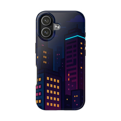 Neon City Skyline Tough Phone Case – Night Aesthetic Protective Cover for iPhone & Samsung