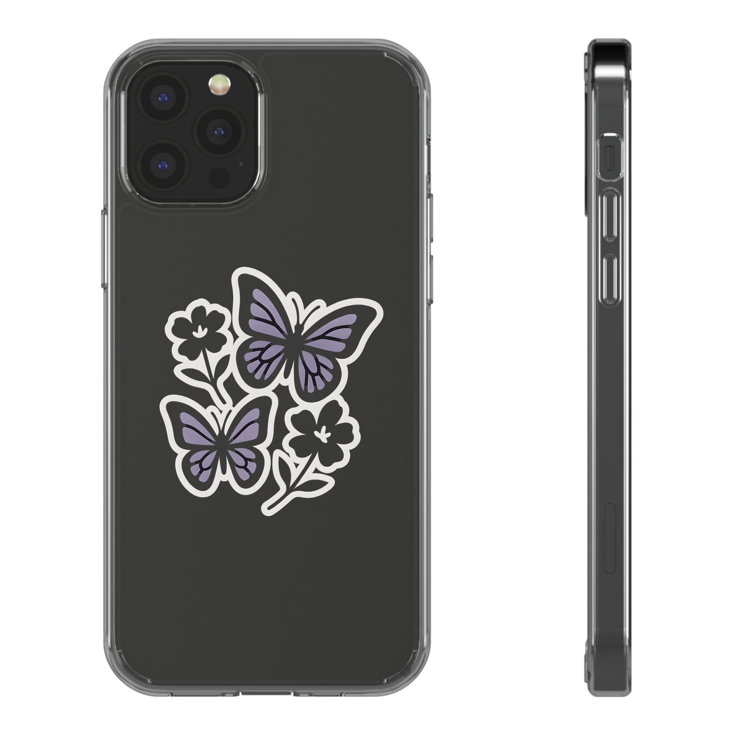 Clear Lavender Butterfly Case - Floral Botanical Transparent Cover for iPhone & Samsung