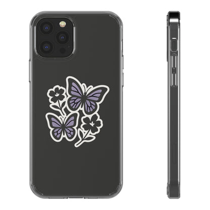 Clear Lavender Butterfly Case - Floral Botanical Transparent Cover for iPhone & Samsung