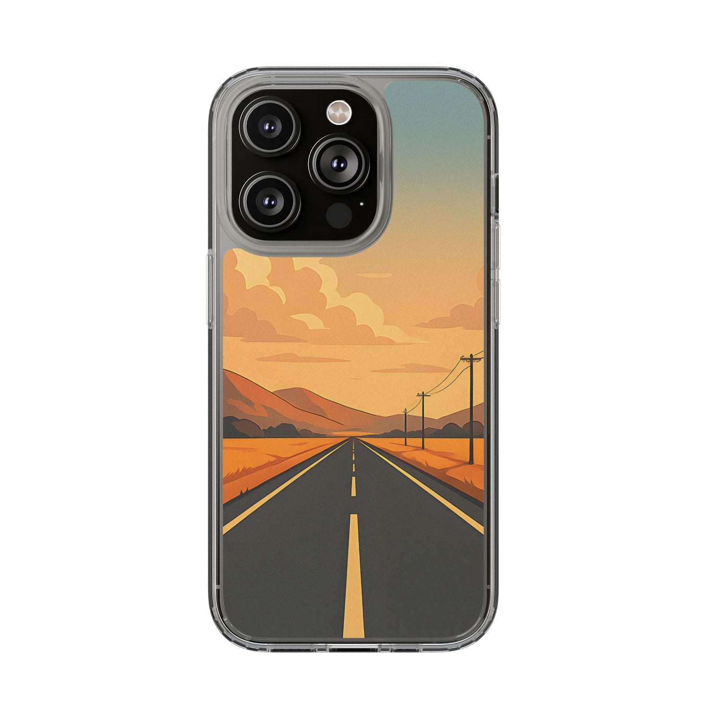 Clear Open Road Sunset Case - Minimalist Journey Aesthetic Transparent Cover