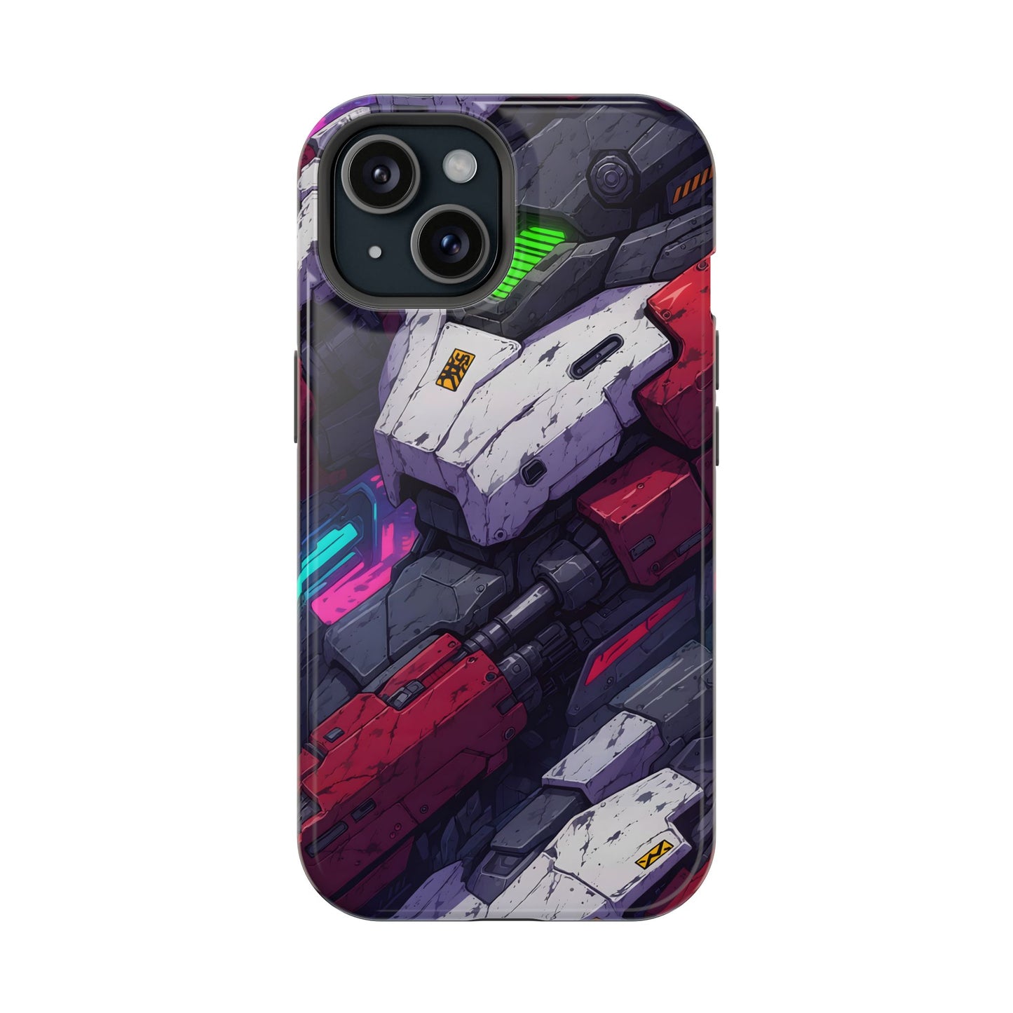 Cyber Armor: Battle-Worn Mecha Print MagSafe Case