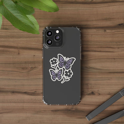 Clear Lavender Butterfly Case - Floral Botanical Transparent Cover for iPhone & Samsung