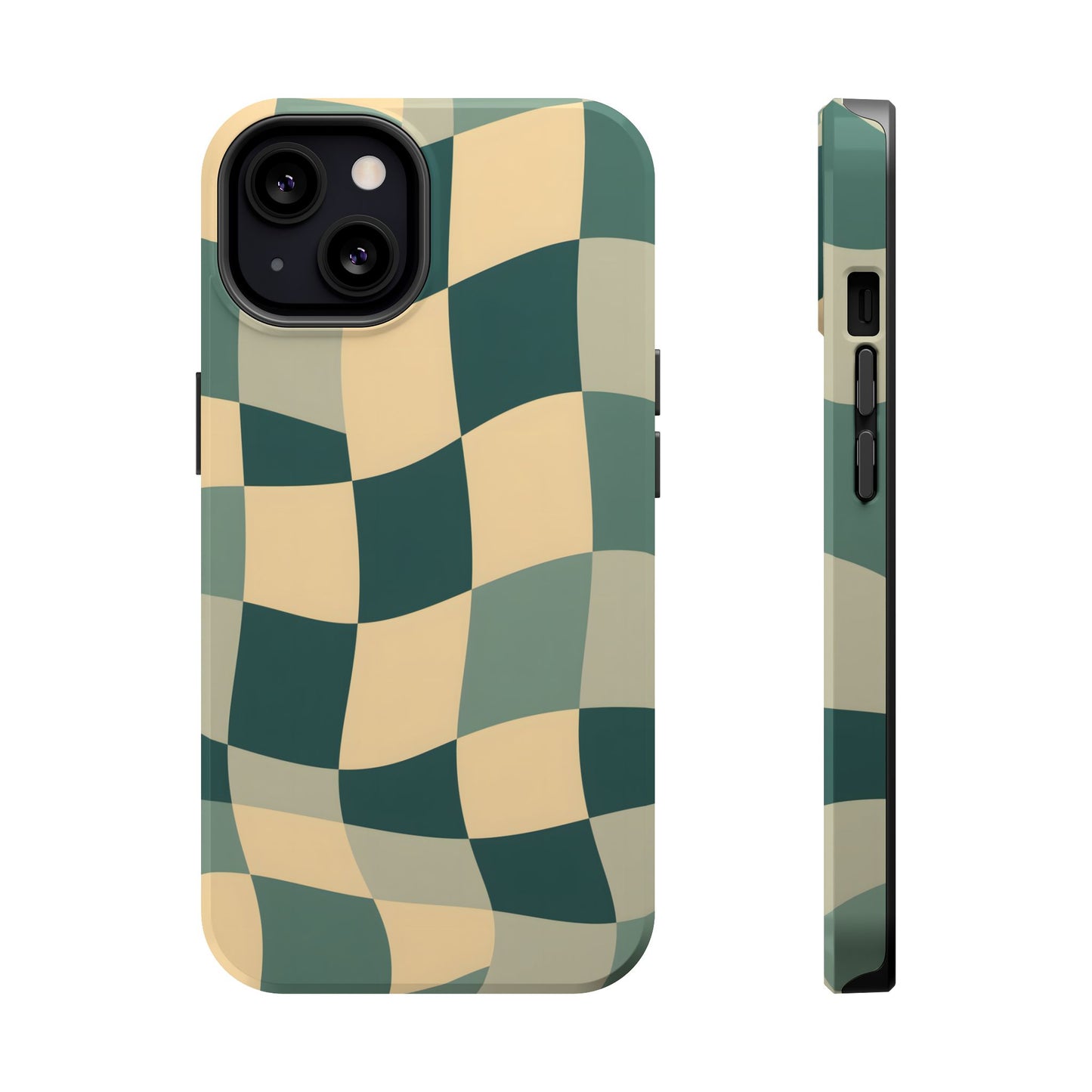 Forest Green Wavy Checkerboard Magnetic Case