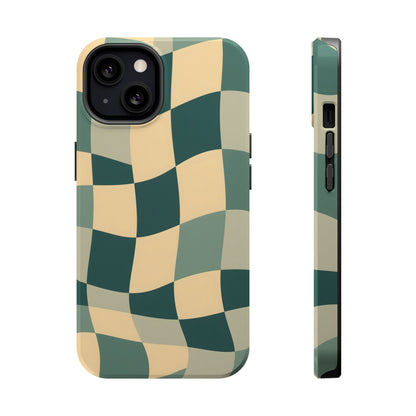 Forest Green Wavy Checkerboard Magnetic Case