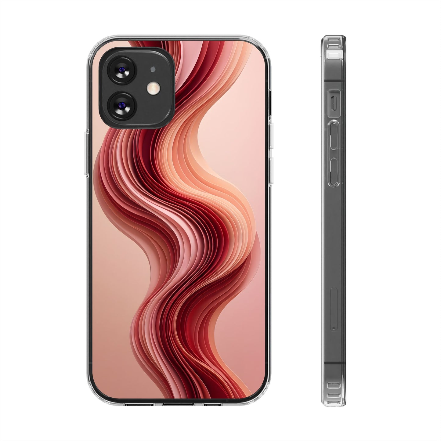 Terracotta Fluid Wave Clear Case - MagSafe Compatible Abstract Cover