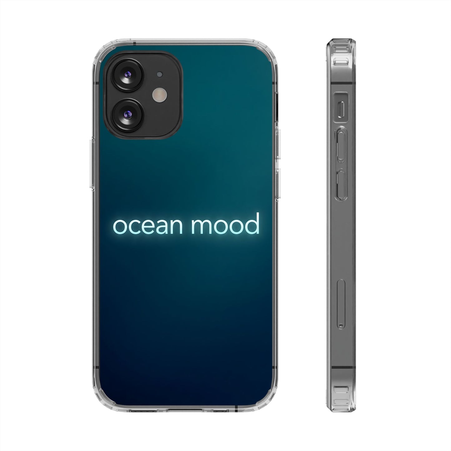 Dark Ocean Mood Neon Typography Case - MagSafe Compatible Minimalist Cover