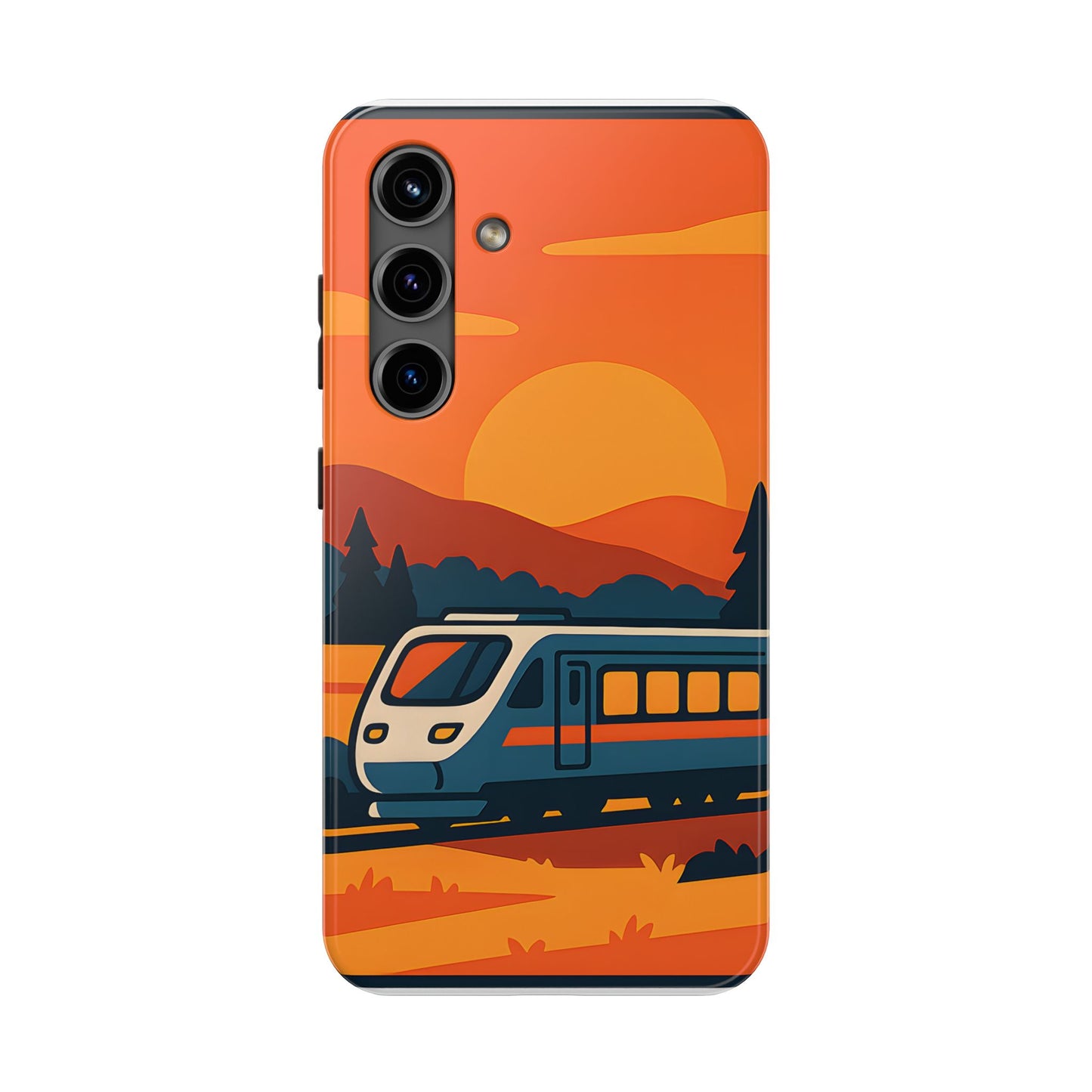 Golden Hour Express Tough Case - Minimalist Sunset Train Aesthetic Cover