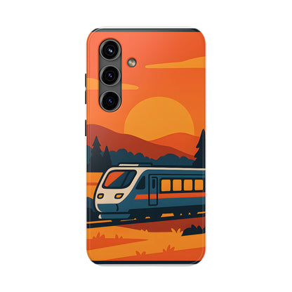 Golden Hour Express Tough Case - Minimalist Sunset Train Aesthetic Cover