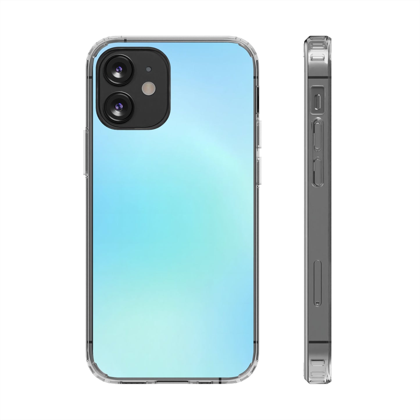 Sky Blue Aura Clear Case - MagSafe Compatible Pastel Gradient Cover
