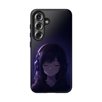 Midnight Lofi Anime Girl Tough Case - Deep Purple Music Cover for iPhone & Samsung