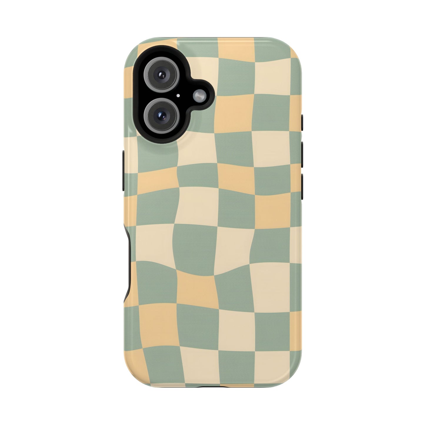 Wavy Sage & Cream Checkerboard Magnetic Case