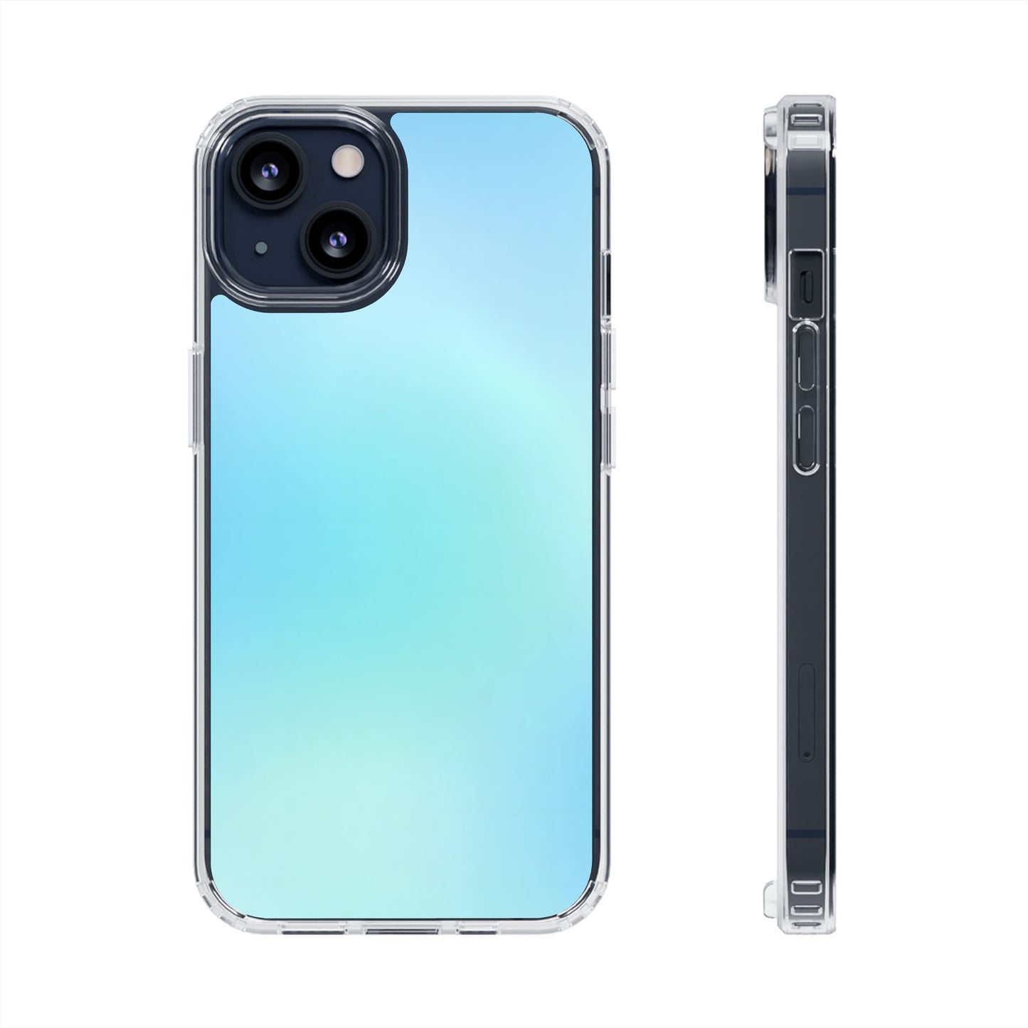 Sky Blue Aura Clear Case - MagSafe Compatible Pastel Gradient Cover