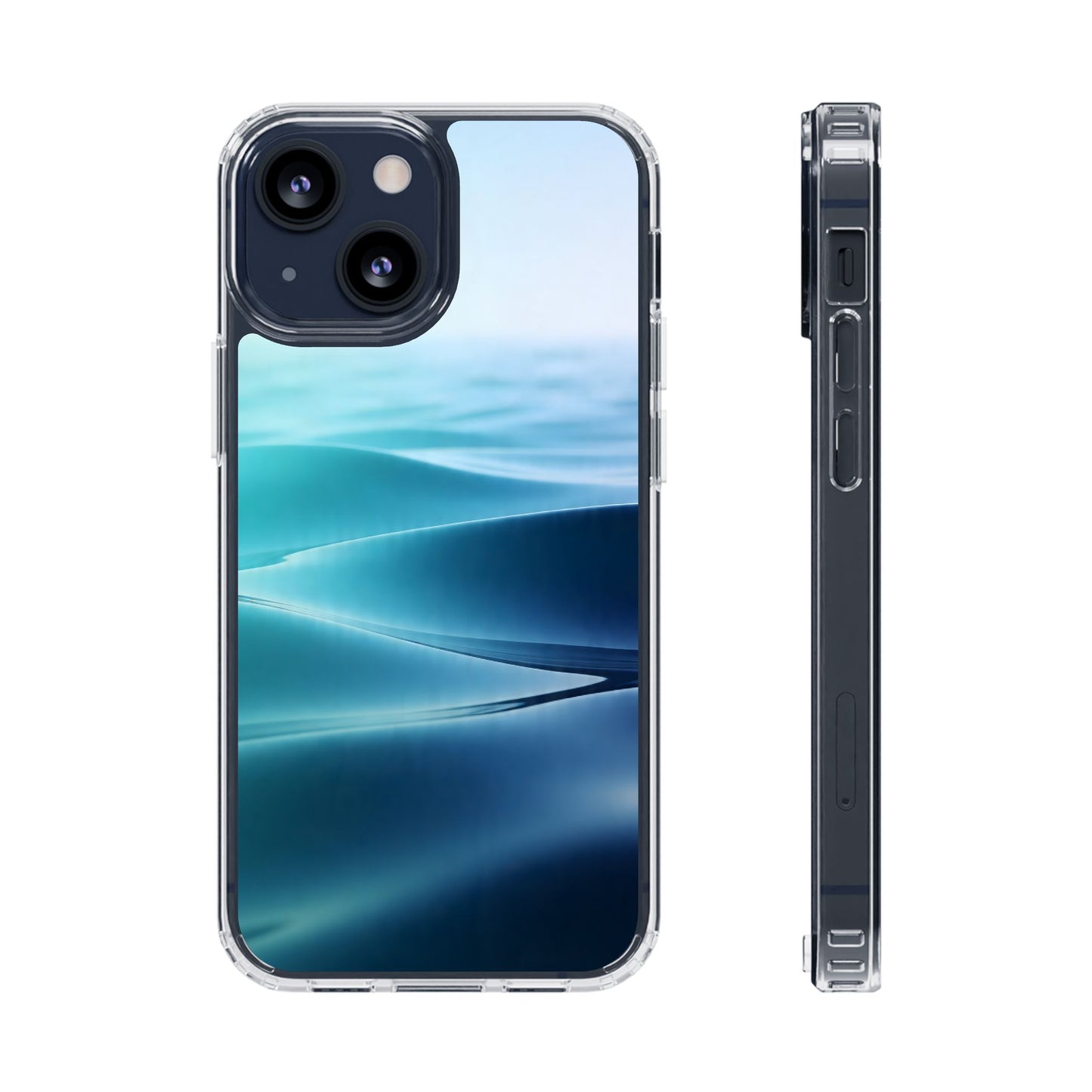 Serene Ocean Waves Clear Case - MagSafe Compatible Coastal Cover