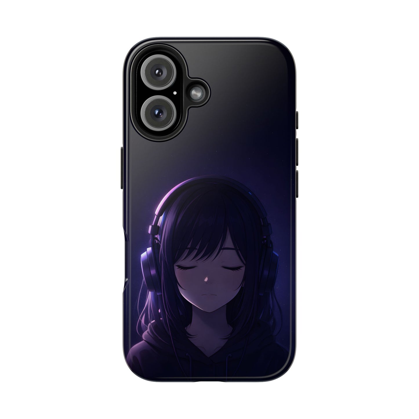 Midnight Lofi Anime Girl Tough Case - Deep Purple Music Cover for iPhone & Samsung