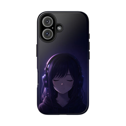 Midnight Lofi Anime Girl Tough Case - Deep Purple Music Cover for iPhone & Samsung