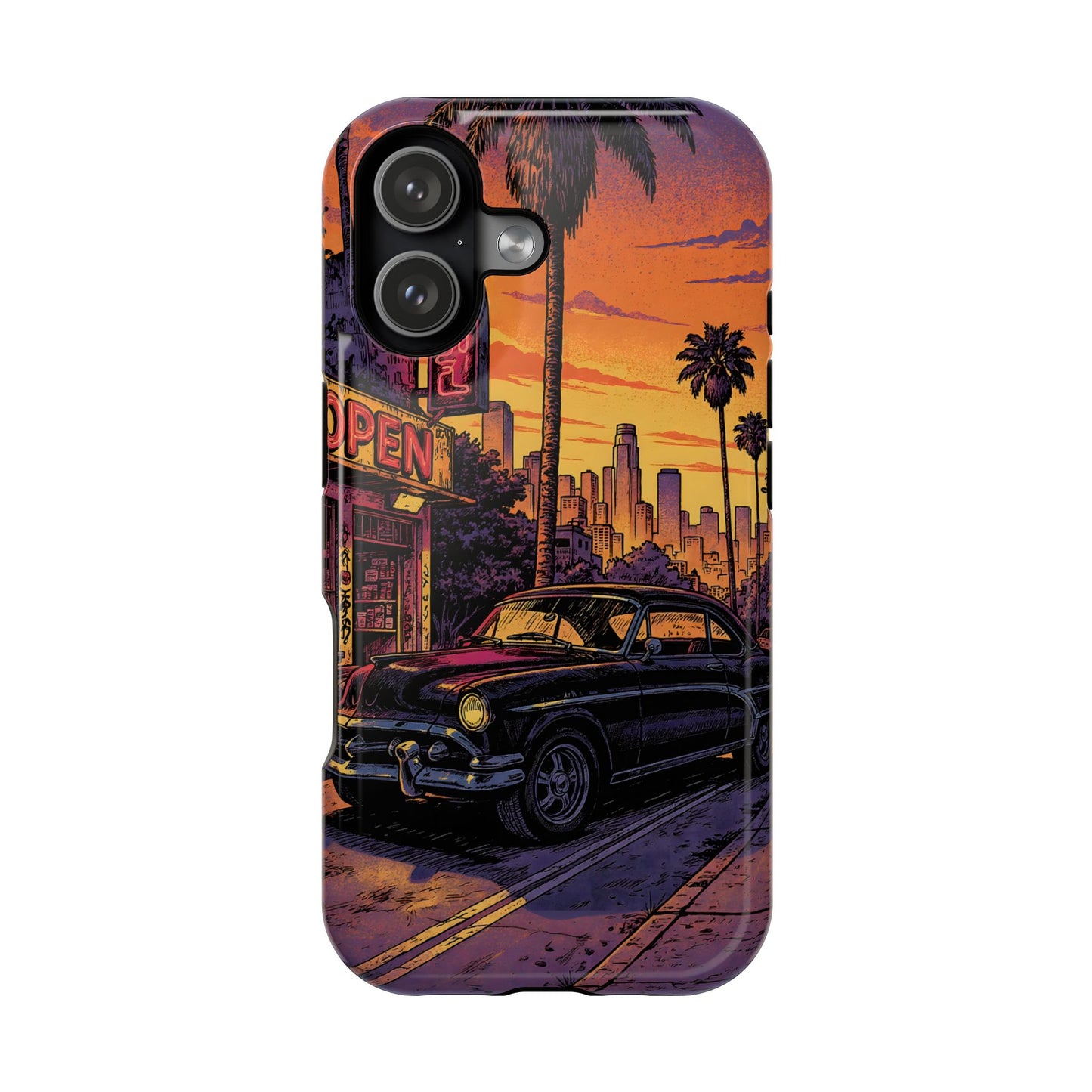 Retro Boulevard: Lofi Sunset Classic Cruiser MagSafe Case