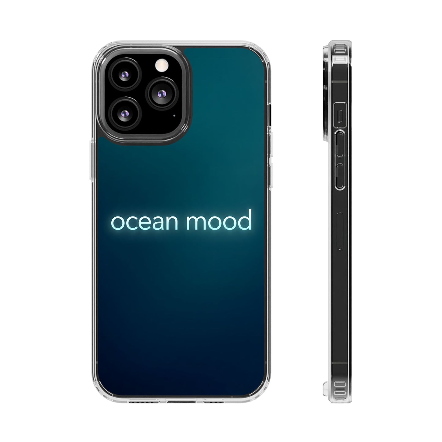 Dark Ocean Mood Neon Typography Case - MagSafe Compatible Minimalist Cover