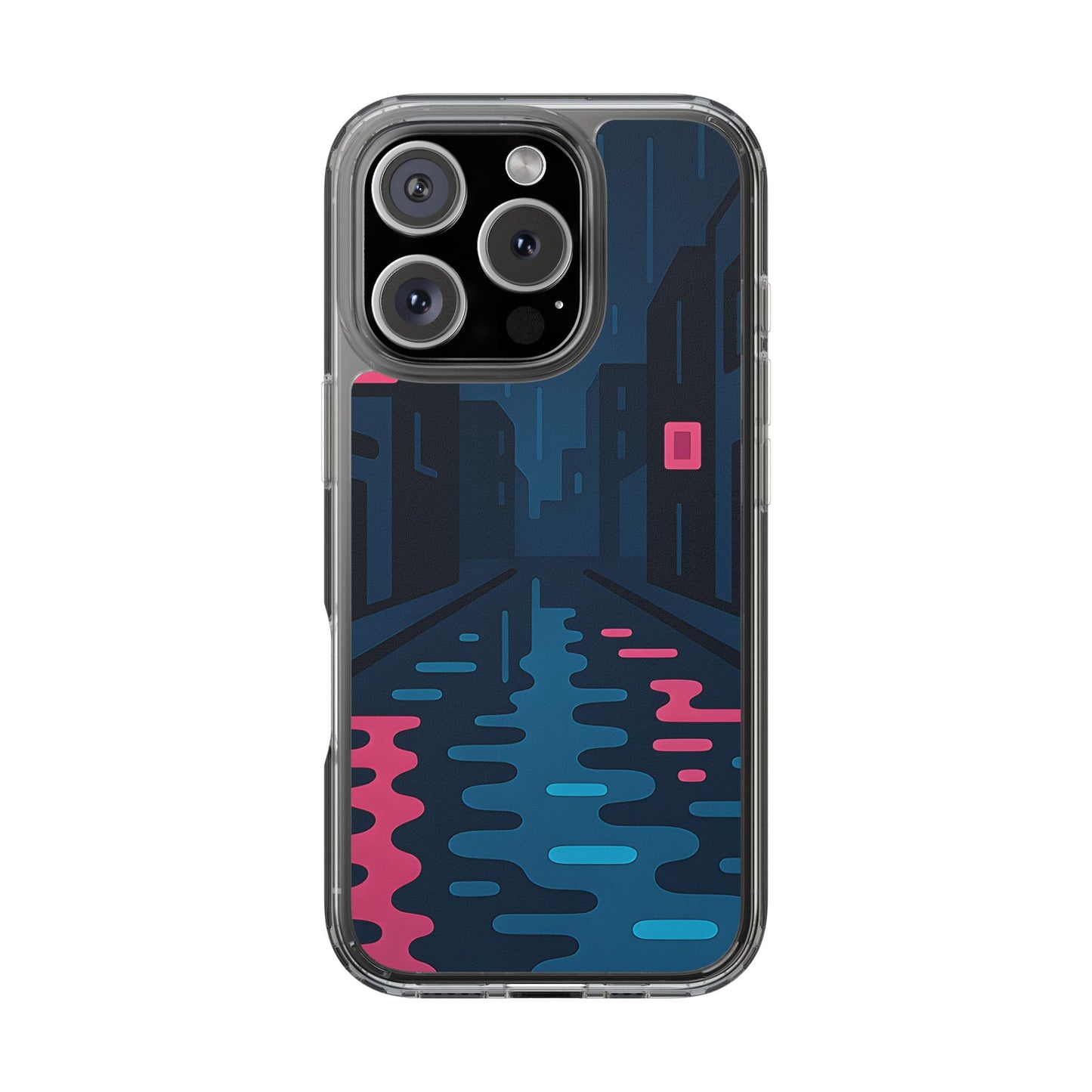Clear Rainy Neon Street Case - Minimalist Urban Aesthetic Transparent Cover