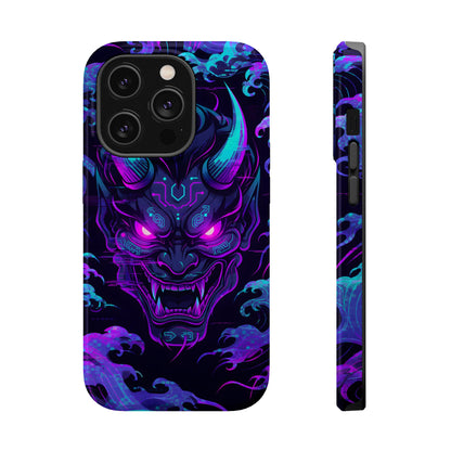 Cyber Oni: Neon Cyberpunk Japanese Mask MagSafe Case