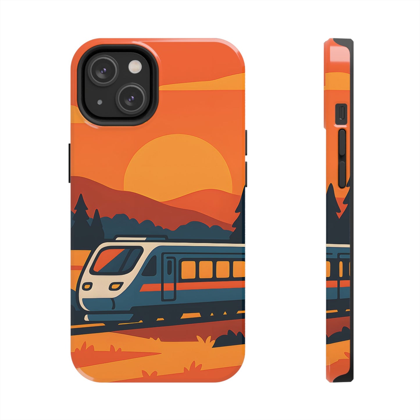 Golden Hour Express Tough Case - Minimalist Sunset Train Aesthetic Cover