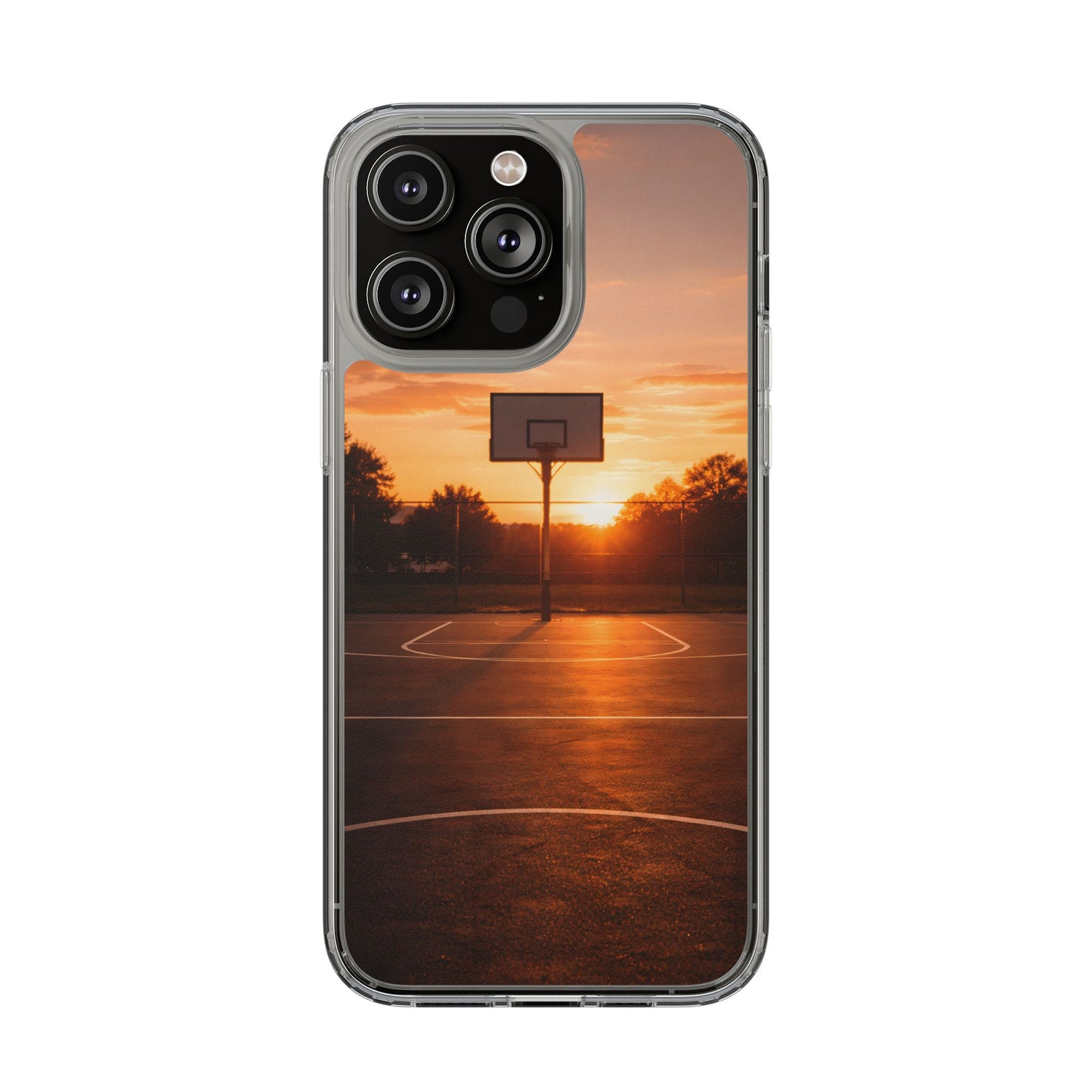 Clear Golden Hour Basketball Case - Urban Sunset Court Transparent Cover