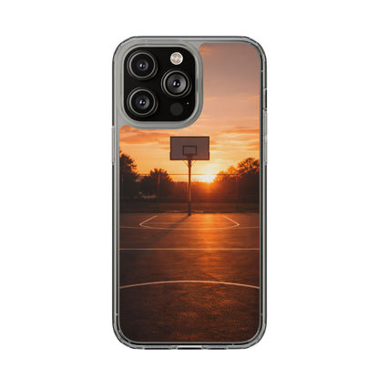 Clear Golden Hour Basketball Case - Urban Sunset Court Transparent Cover