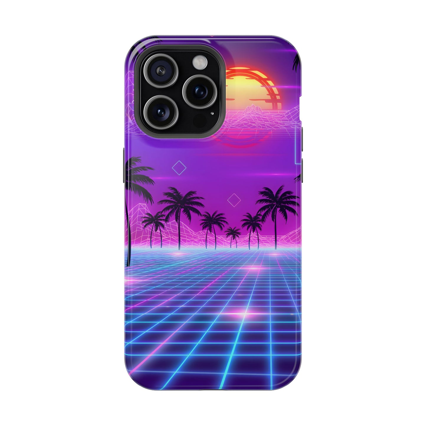 Neon Horizon: Premium Synthwave Sunset MagSafe Case