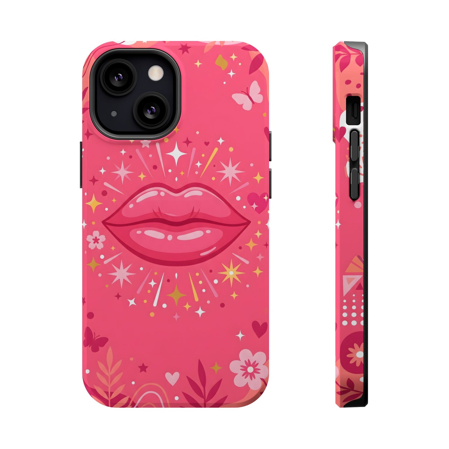 Retro Pink Kiss Floral Magnetic Impact Case