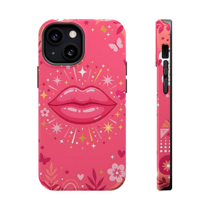 Retro Pink Kiss Floral Magnetic Impact Case