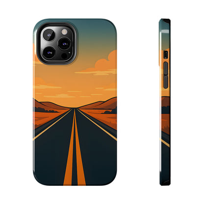 Endless Highway Tough Case - Minimalist Sunset Road Trip Aesthetic Cover