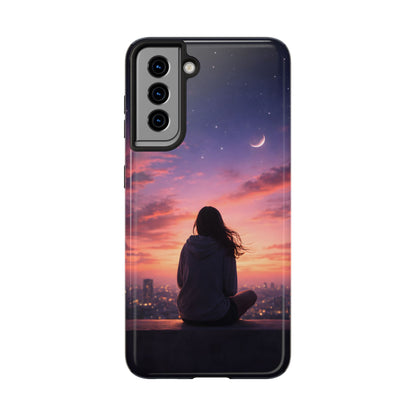 Dreamy Rooftop Sunset Tough Case - Lo-Fi Cityscape Cover for iPhone & Samsung