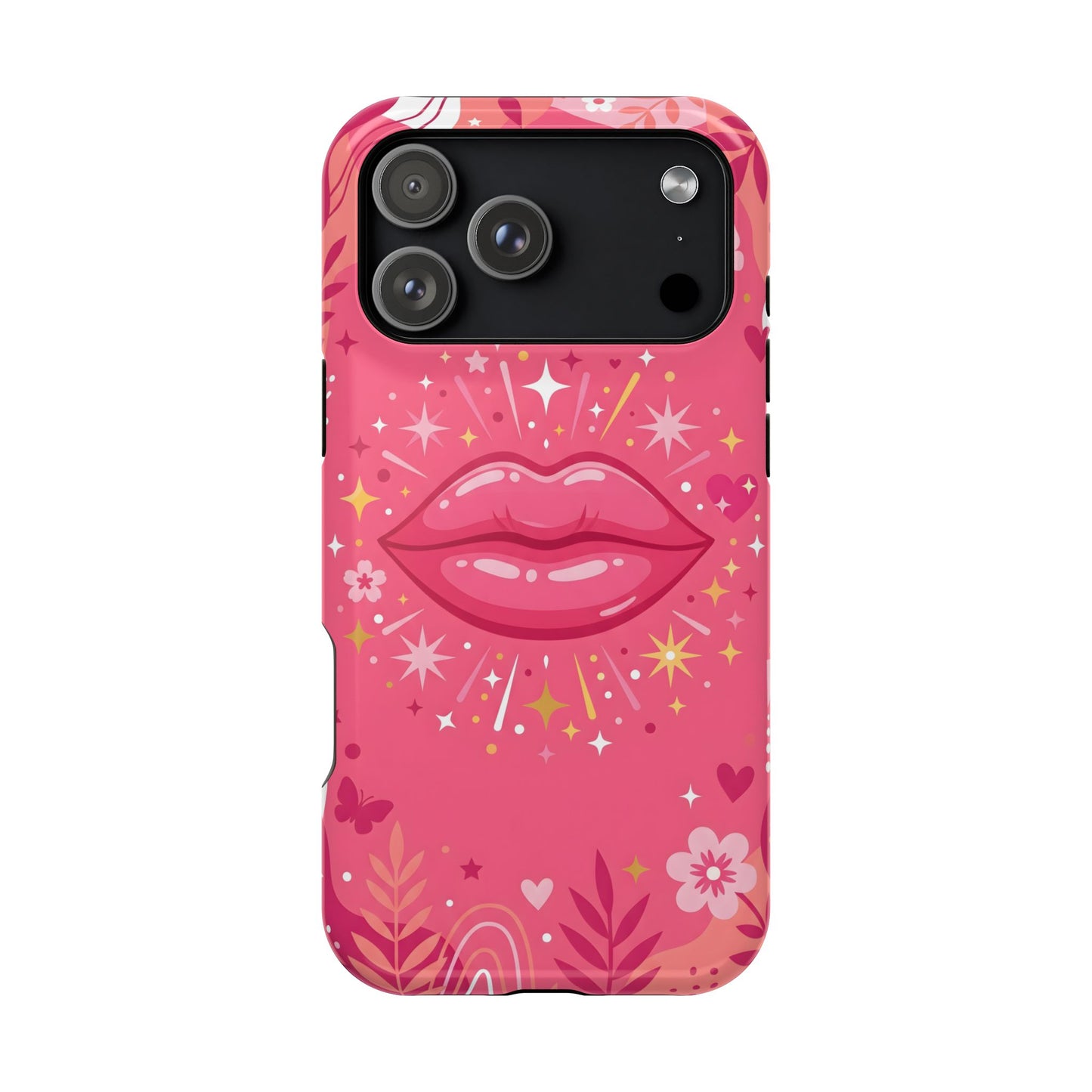 Retro Pink Kiss Floral Magnetic Impact Case