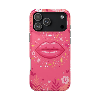 Retro Pink Kiss Floral Magnetic Impact Case