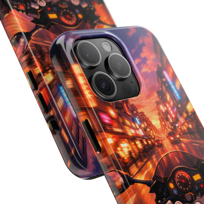 Motorcycle City POV Tough Case - Urban Sunset Rider Cover for iPhone & Samsung