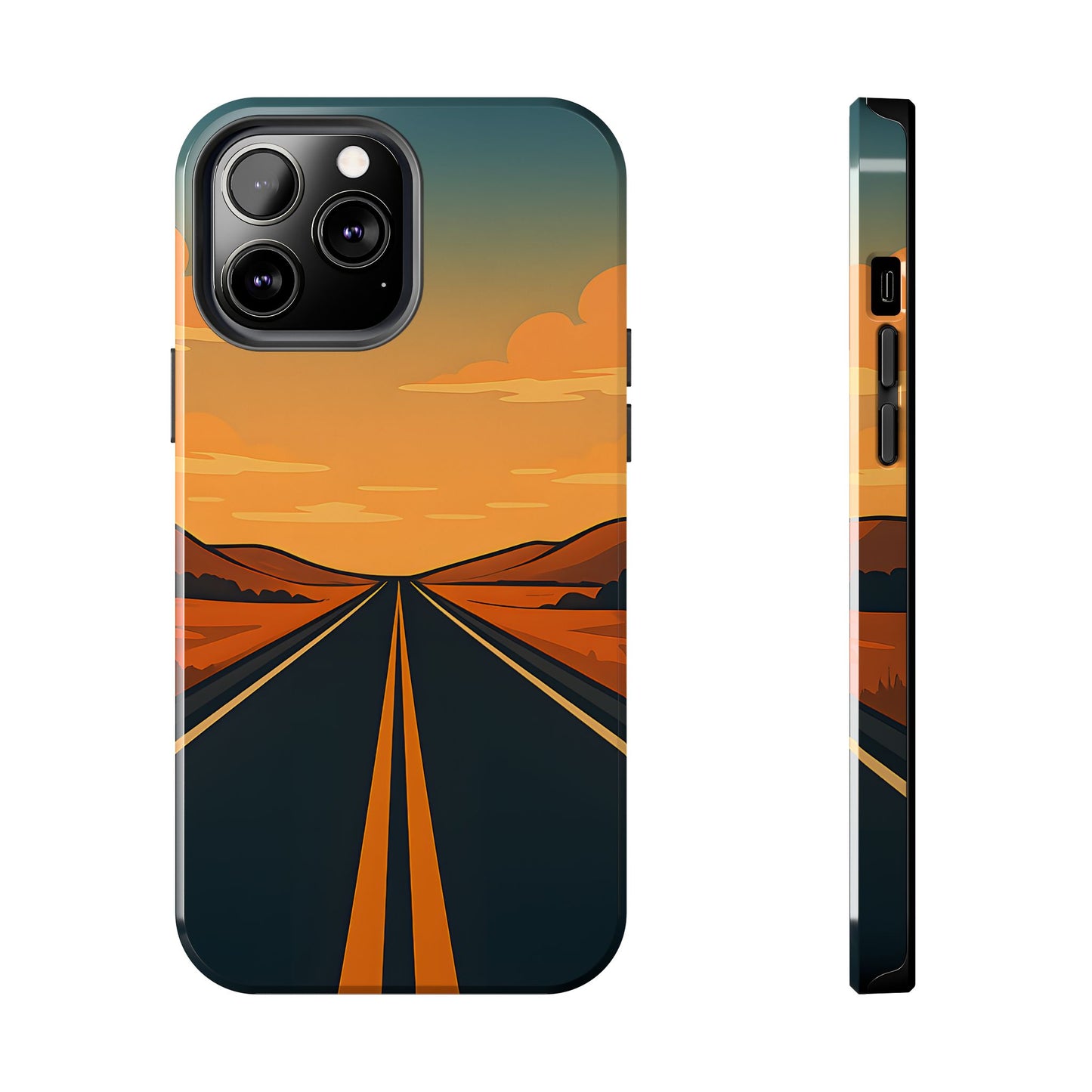 Endless Highway Tough Case - Minimalist Sunset Road Trip Aesthetic Cover