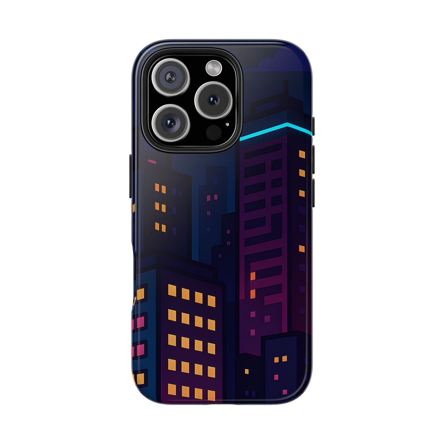 Neon City Skyline Tough Phone Case – Night Aesthetic Protective Cover for iPhone & Samsung
