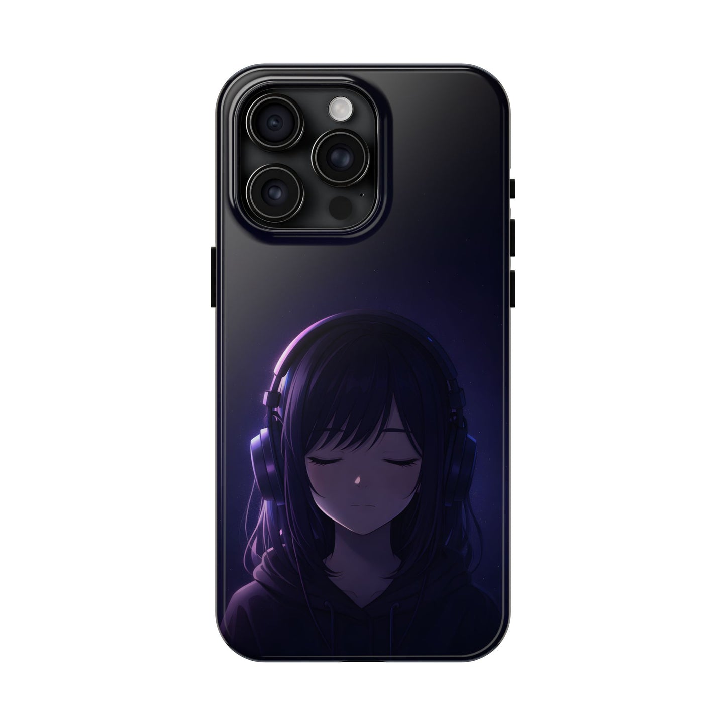 Midnight Lofi Anime Girl Tough Case - Deep Purple Music Cover for iPhone & Samsung